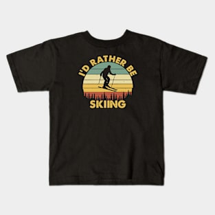 I'd Rather Be Skiing Retro Vintage Skier Ski Men Dad Boys Kids T-Shirt